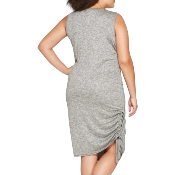 EUC Ava & Viv Rouched Knit gray Tank Dress [Size: 2X] - Picture 2 of 9